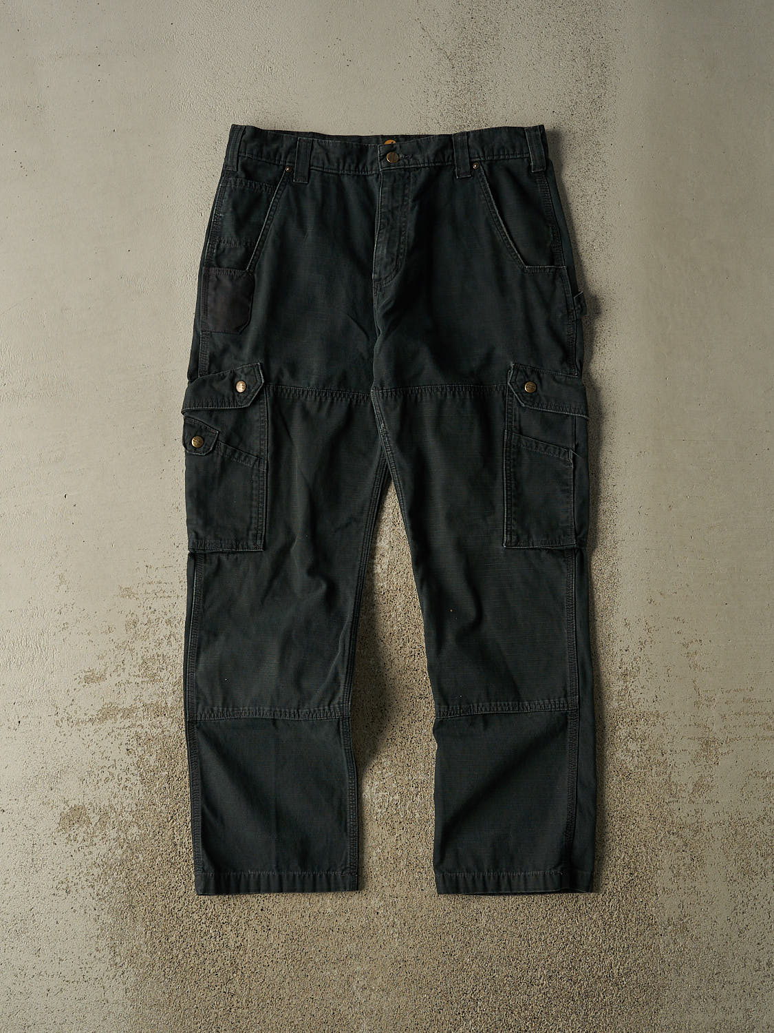 Vintage Y2K Faded Black Carhartt Double Knee Carpenter Pants (34x31)