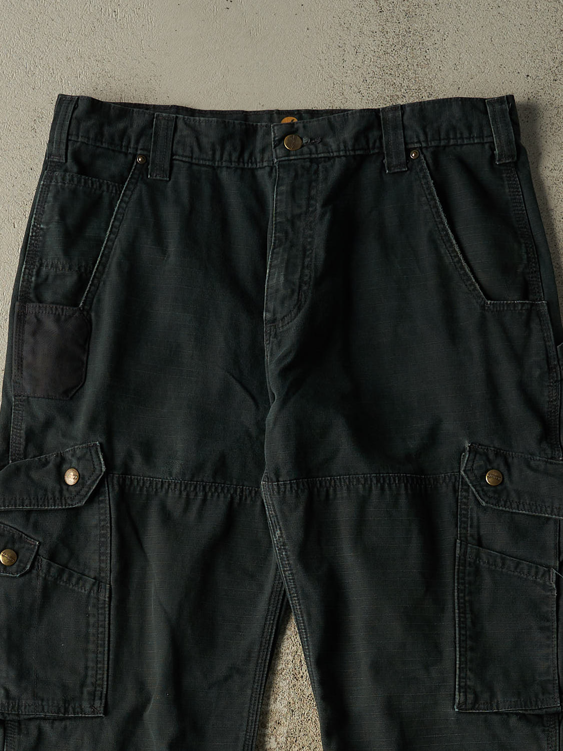 Vintage Y2K Faded Black Carhartt Double Knee Carpenter Pants (34x31)