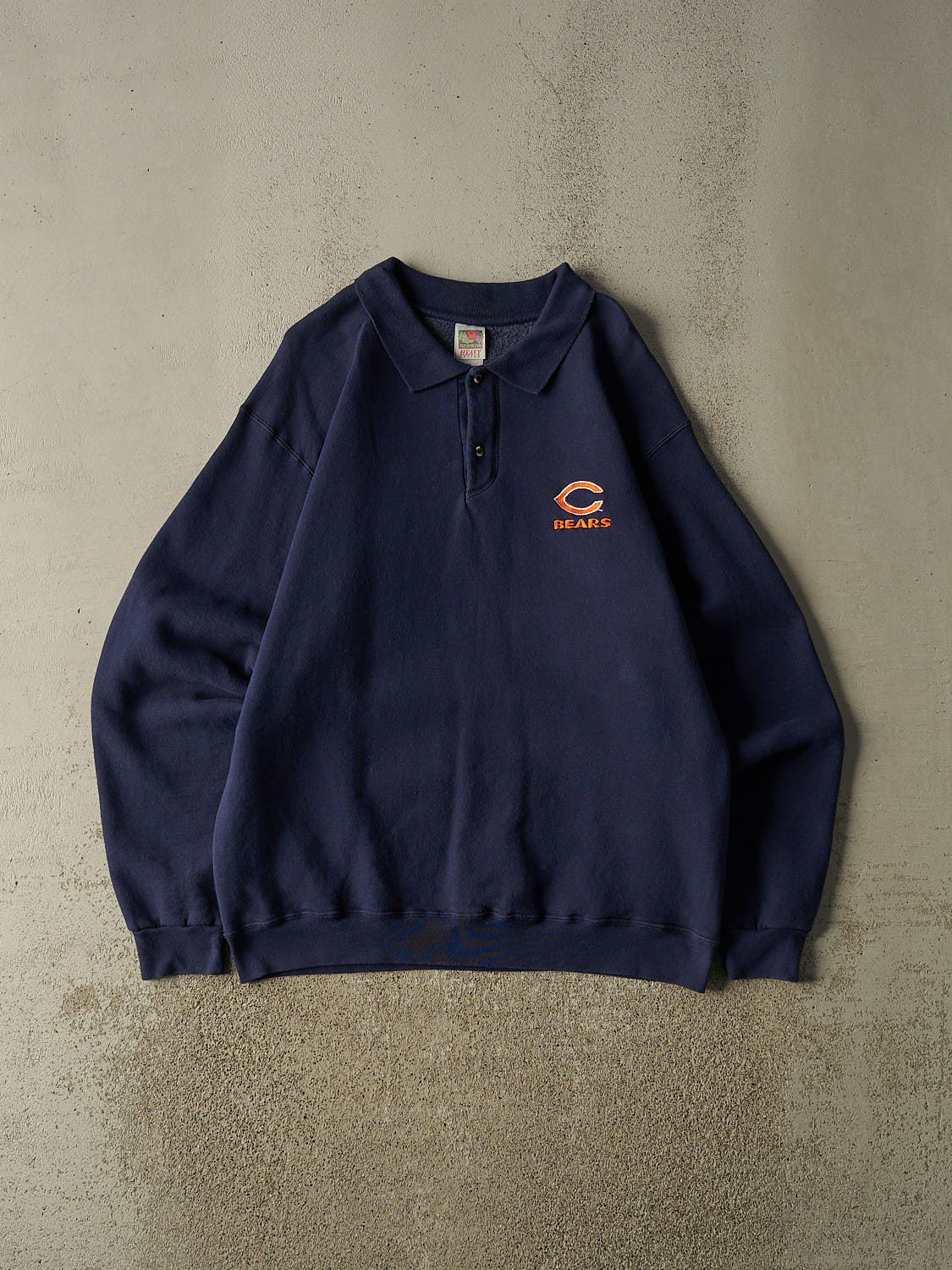 Vintage 90s Navy Blue Chicago Bears Quarter Button Sweater (XL/XXL)