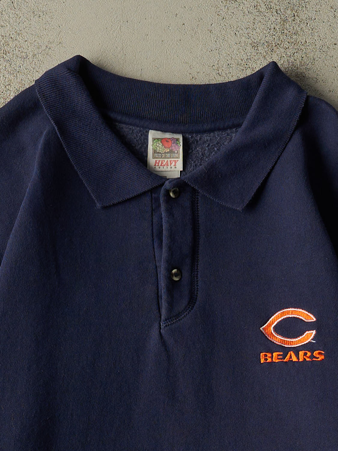 Vintage 90s Navy Blue Chicago Bears Quarter Button Sweater (XL/XXL)