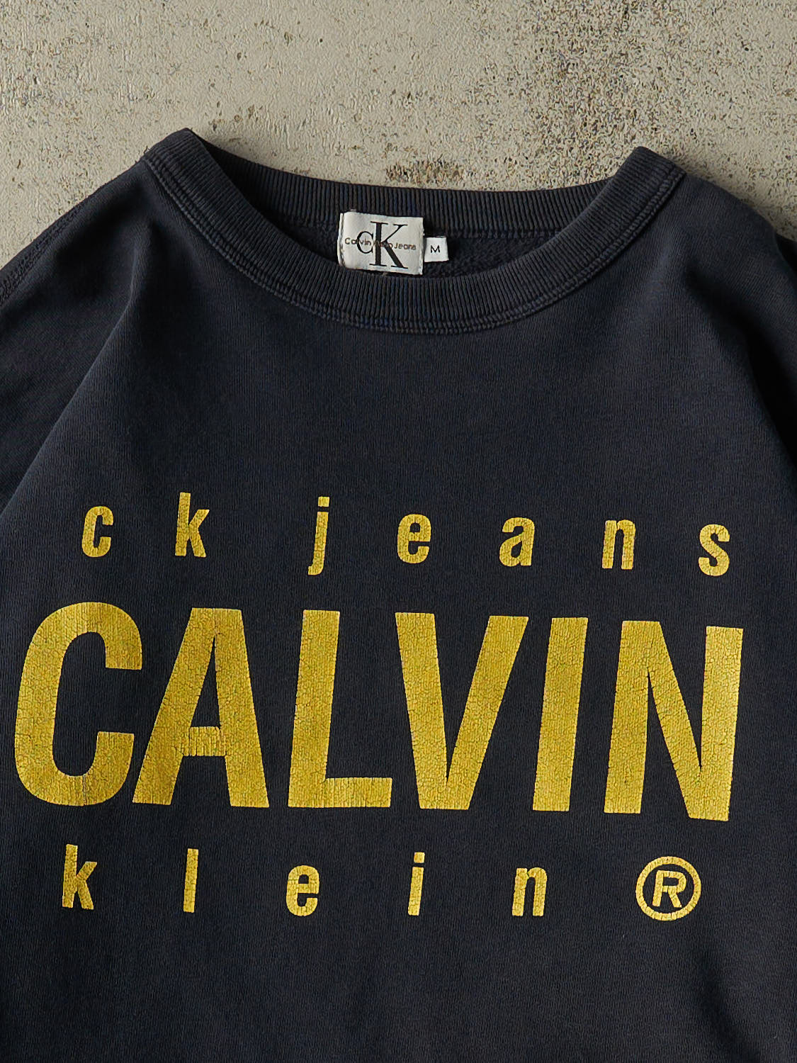 Vintage Y2K Navy Blue Calvin Klein Jeans Logo Crewneck (S/M)