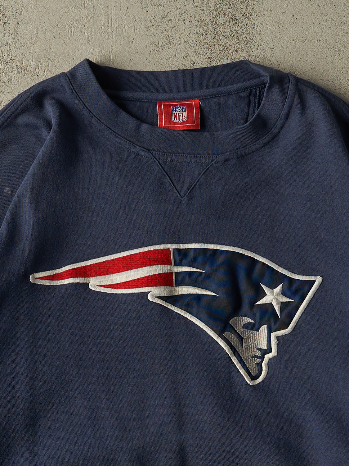 Vintage Y2K Navy Blue New England Patriots Embroidered Crewneck (XXL)
