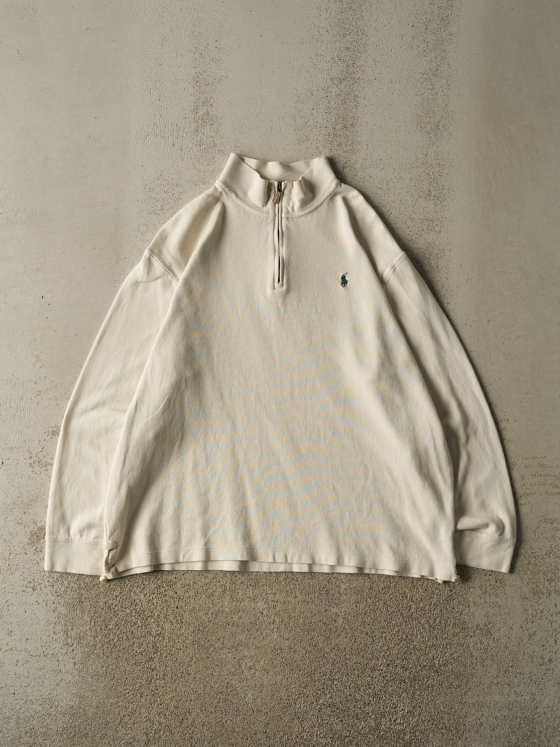 Vintage Y2K Beige Polo Quarter Zip Knit (XL)