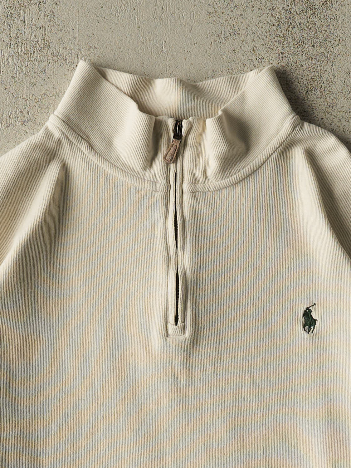 Vintage Y2K Beige Polo Quarter Zip Knit (XL)