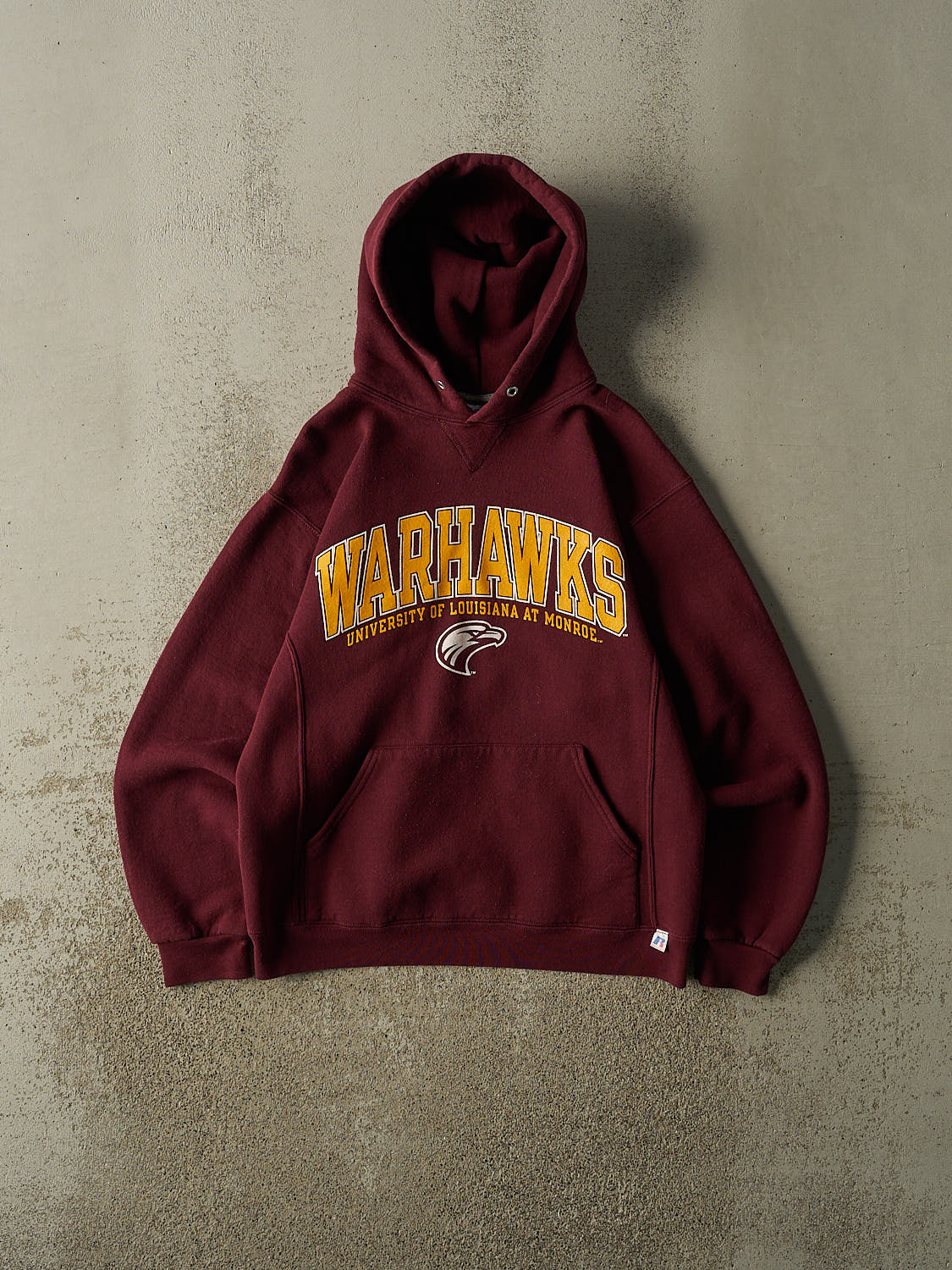 Vintage Y2K Burgundy Russell Athletic University of Louisiana at Monroe Hoodie (S/M)