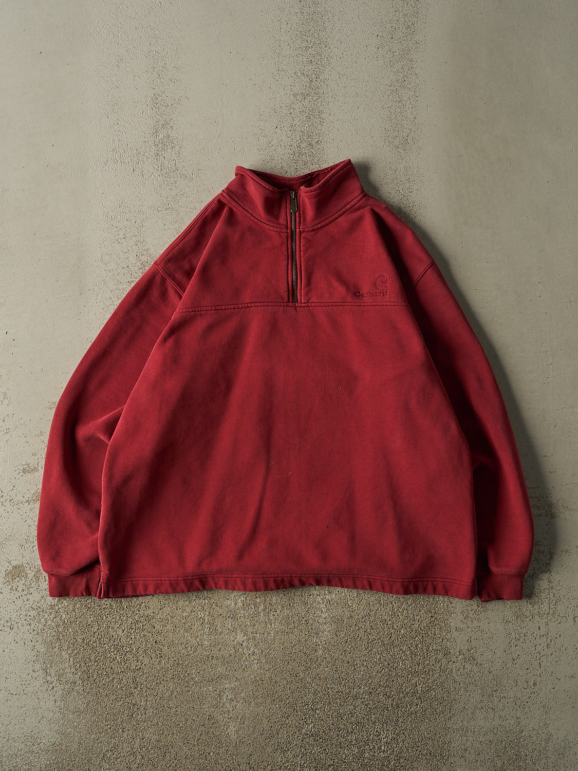 Vintage Y2K Burgundy Carhartt Quarter Zip Sweater (XL/XXL)