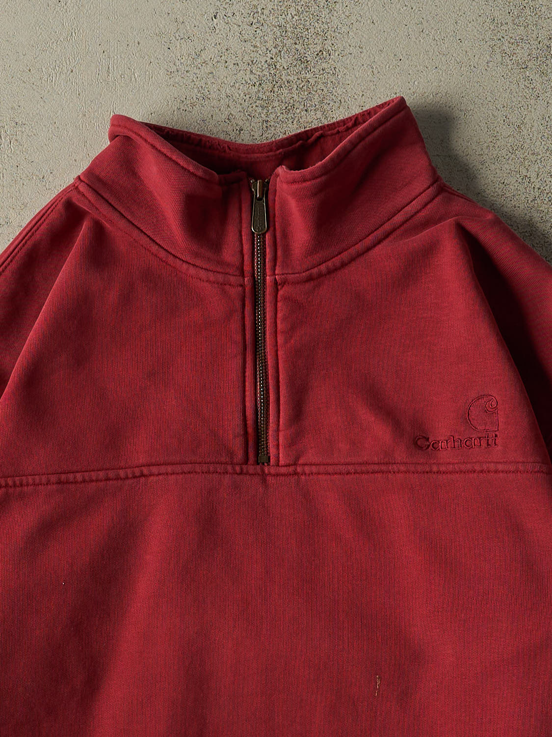 Vintage Y2K Burgundy Carhartt Quarter Zip Sweater (XL/XXL)