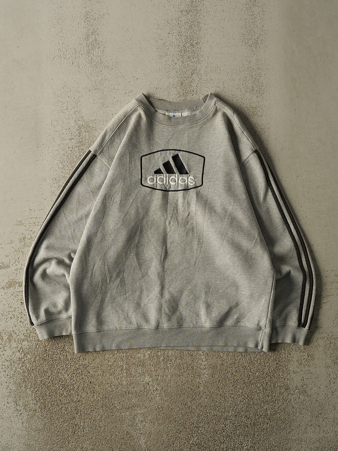 Vintage 90s Heather Grey Adidas Embroidered Crewneck (M)