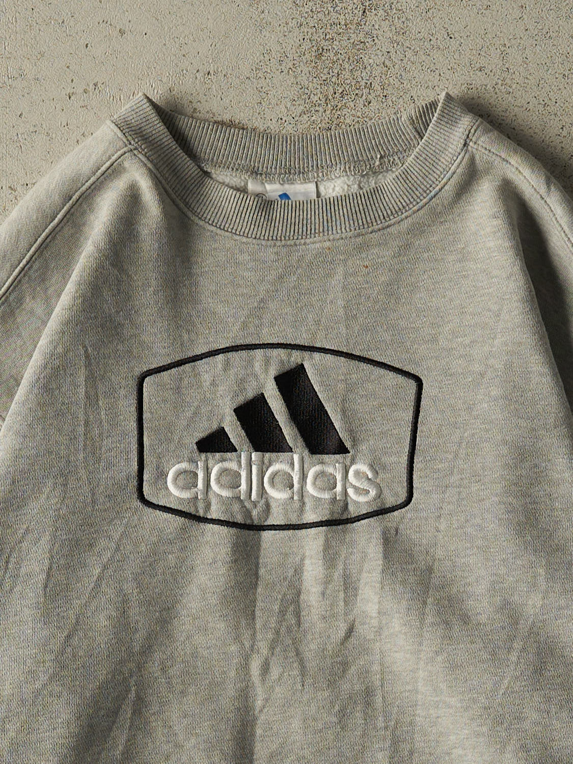 Vintage 90s Heather Grey Adidas Embroidered Crewneck (M)