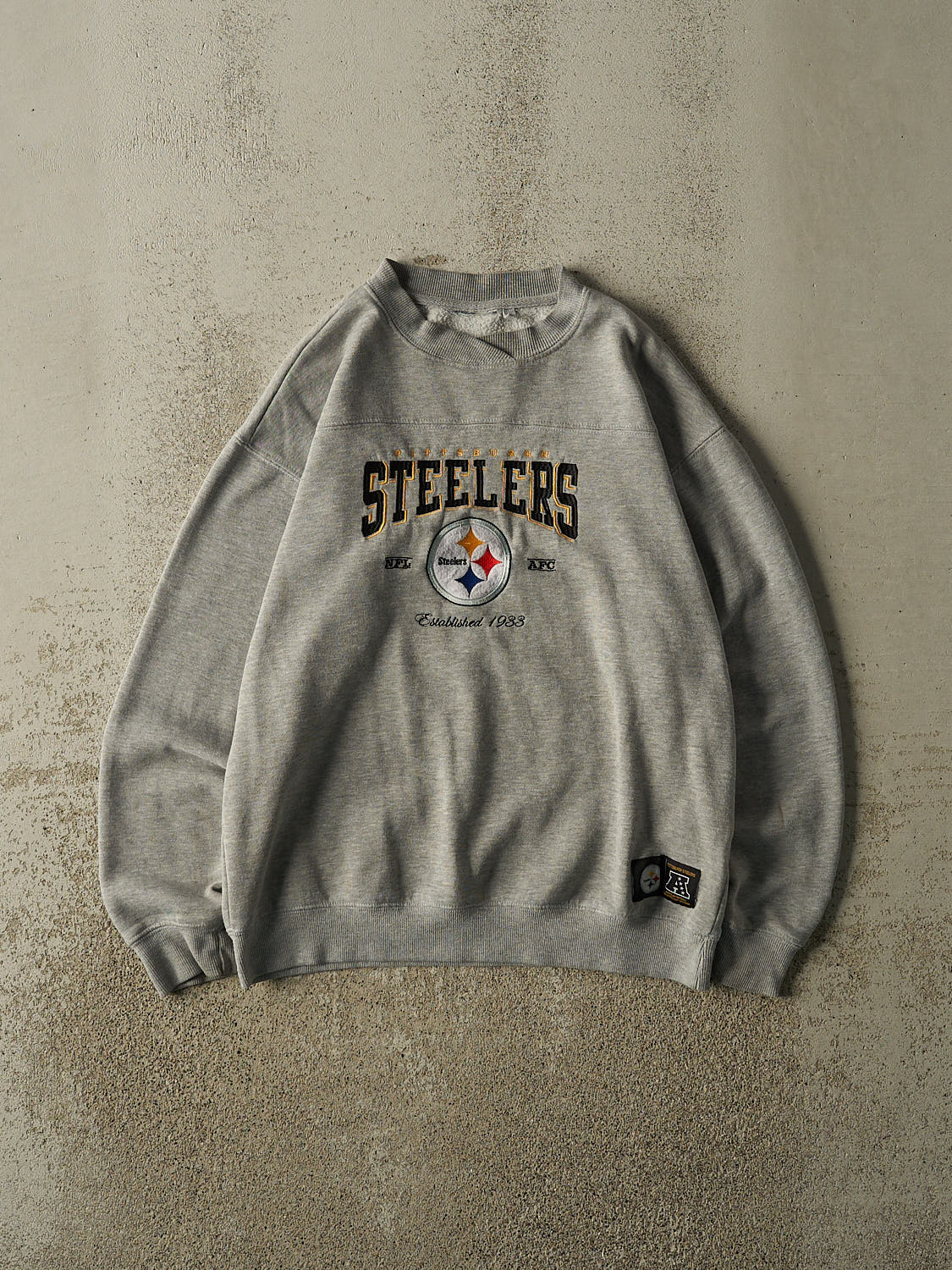 Vintage 90s Grey Pittsburgh Steelers Embroidered Crewneck (S)