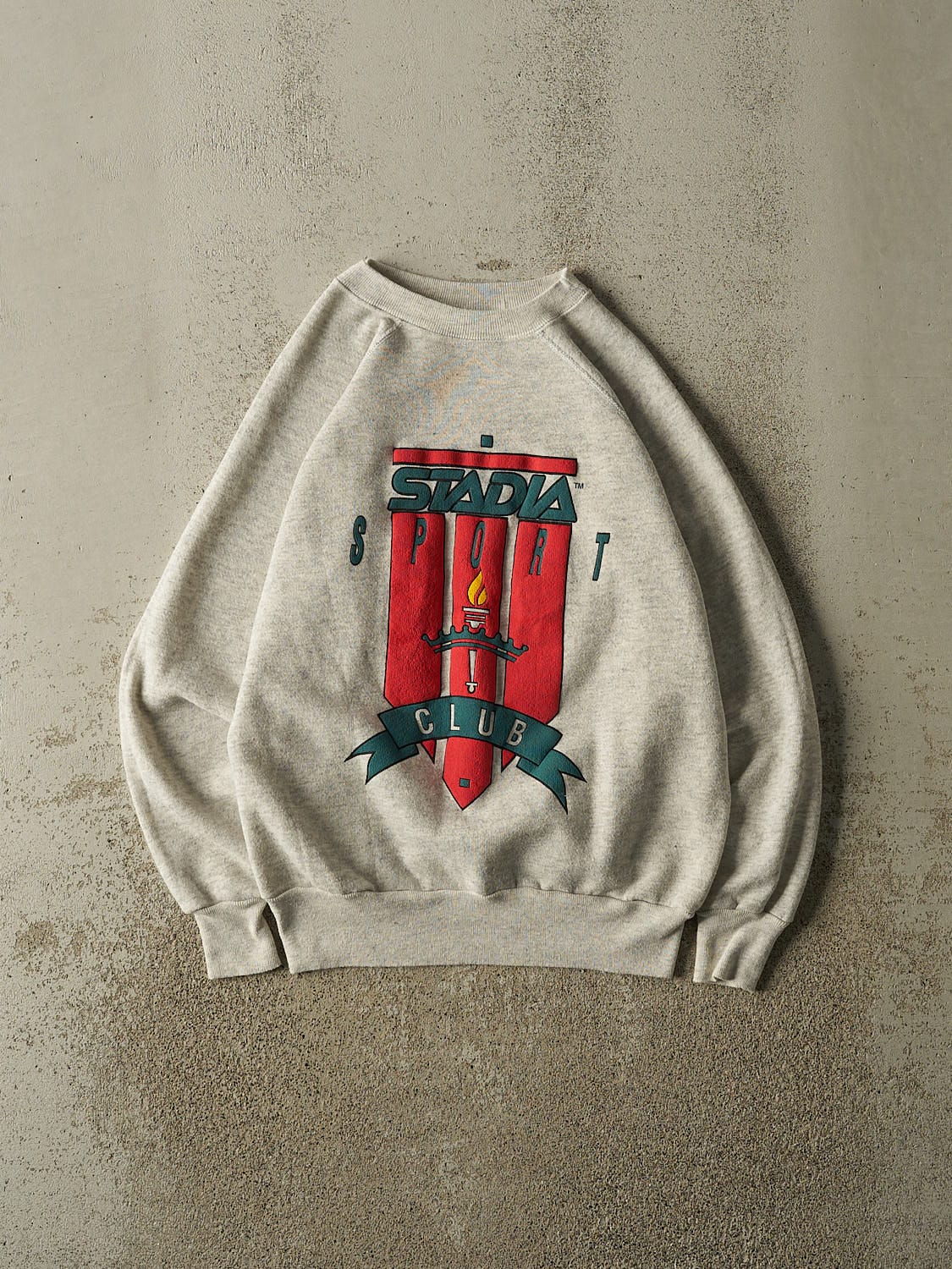 Vintage 80s Heather Grey Stadia Sport Club Crewneck (XS/S)