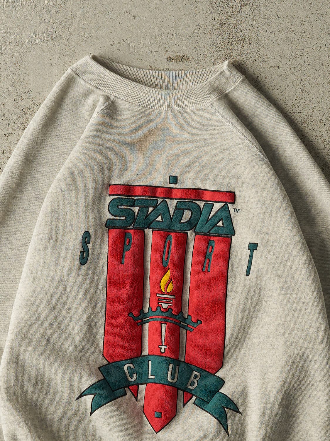 Vintage 80s Heather Grey Stadia Sport Club Crewneck (XS/S)