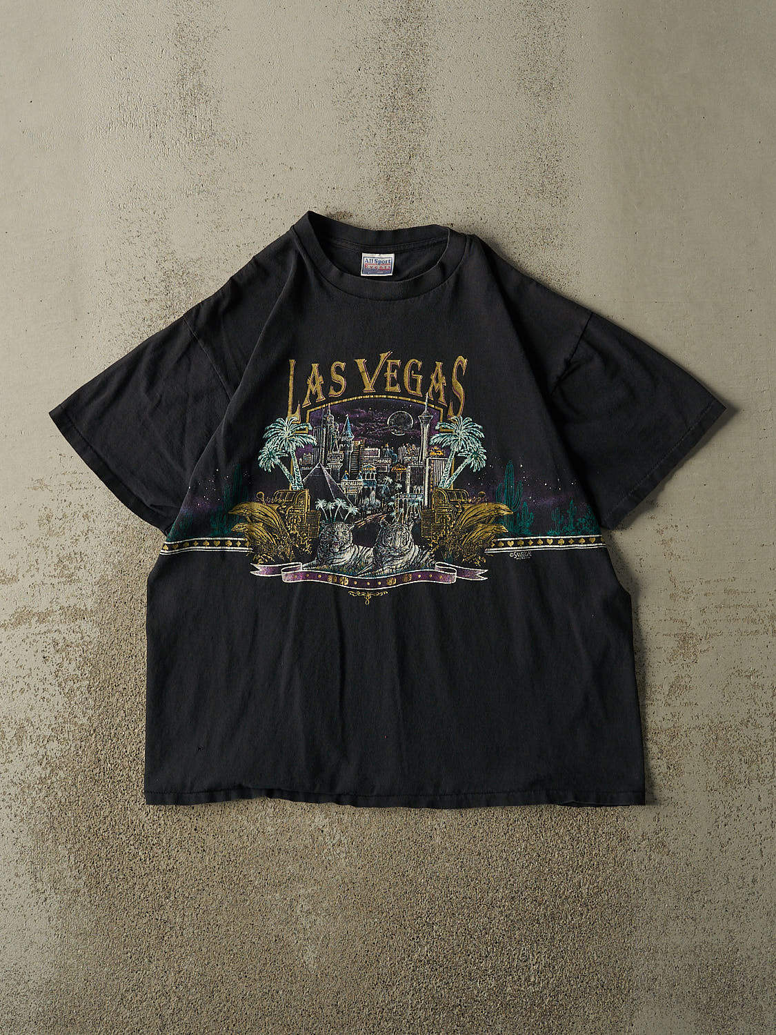 Vintage 90s Black Las Vegas Single Stitch Tee (L/XL)