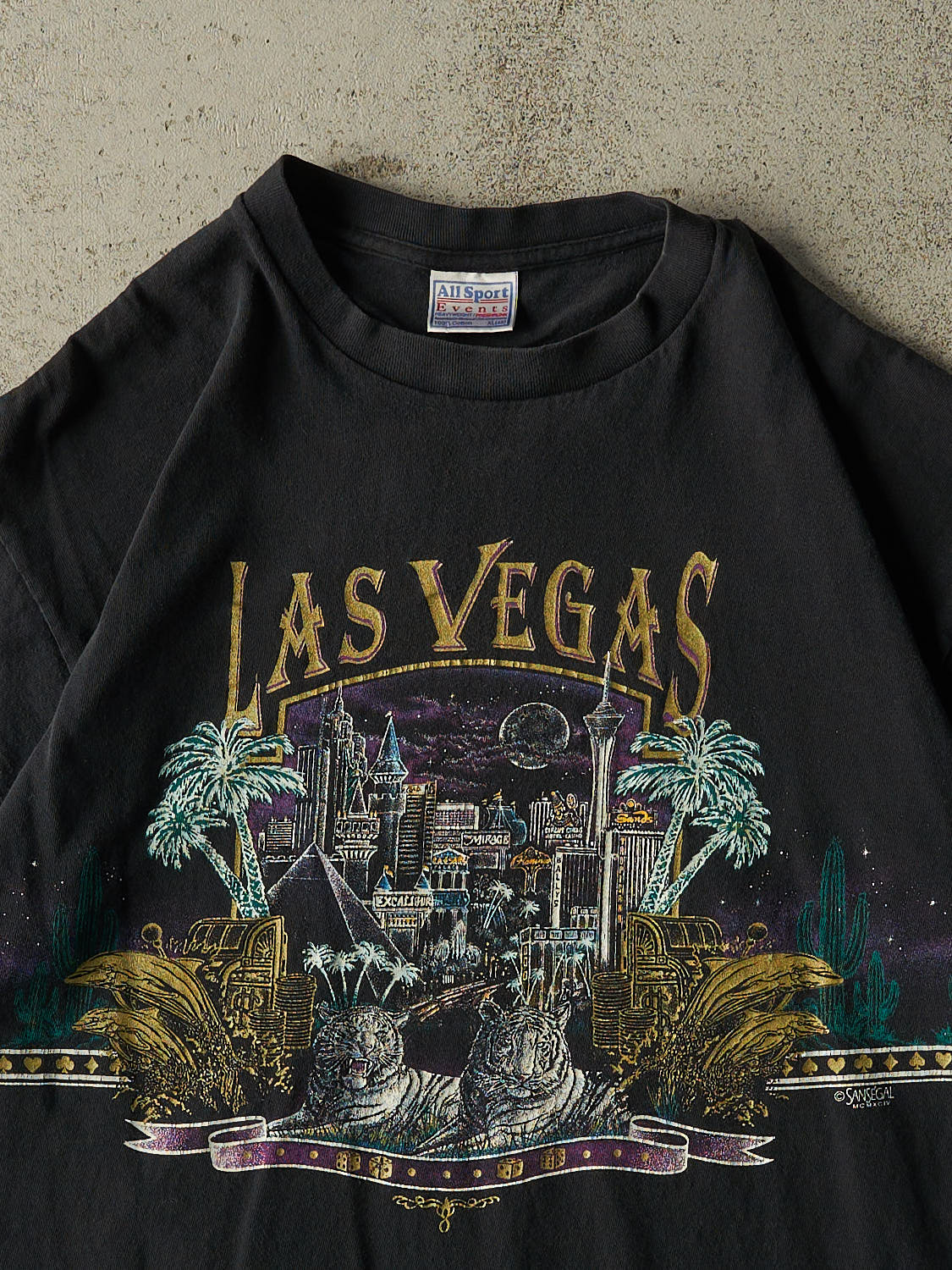 Vintage 90s Black Las Vegas Single Stitch Tee (L/XL)