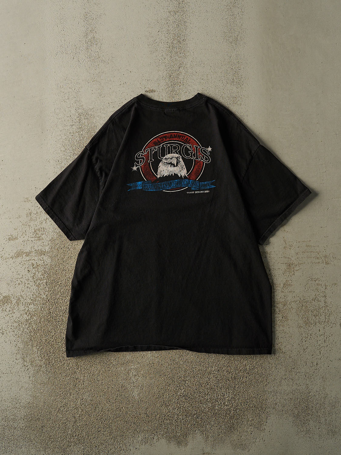 Vintage 01' Black Sturgis Motorcycle Rally Tee (XL/XXL)
