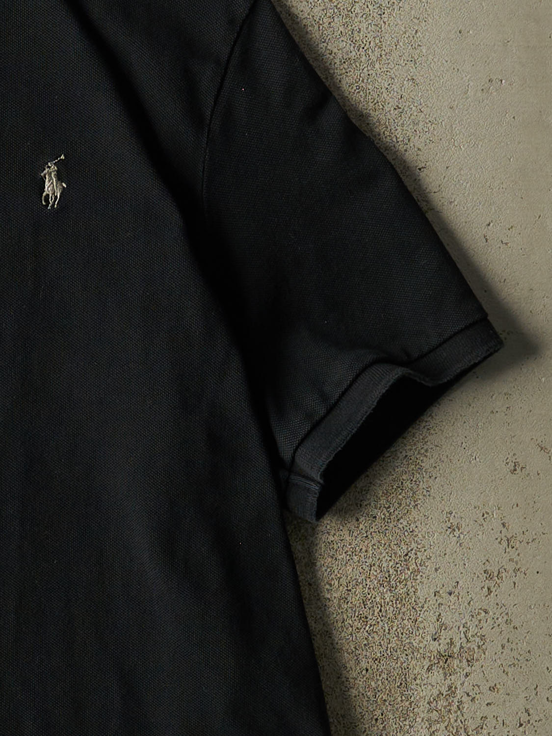 Vintage Y2K Black Polo Ralph Lauren Quarter Button Tee (L/XL)