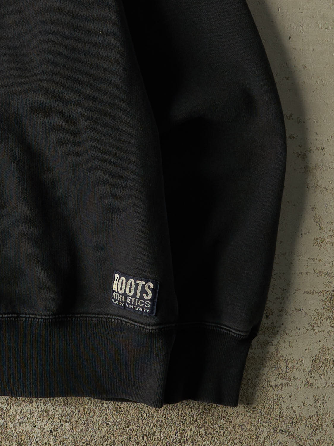 Vintage 90s Faded Black Roots Embroidered Quarter Zip Sweater (S/M)