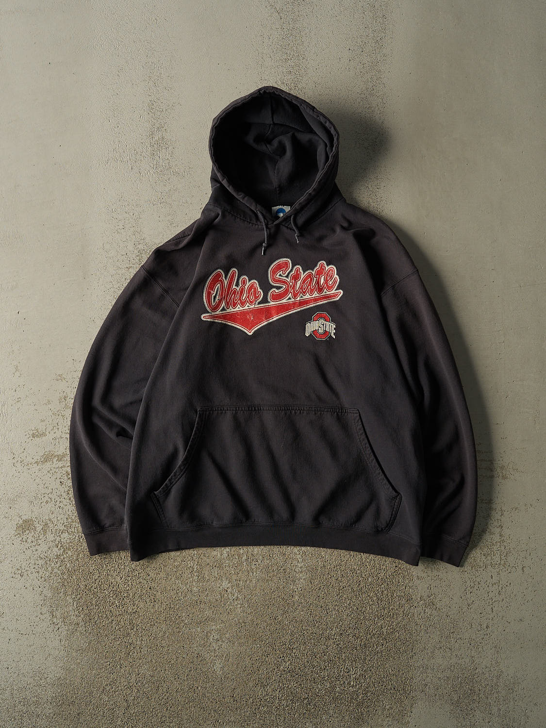 Vintage Y2K Faded Black Ohio State University Hoodie (XXL)
