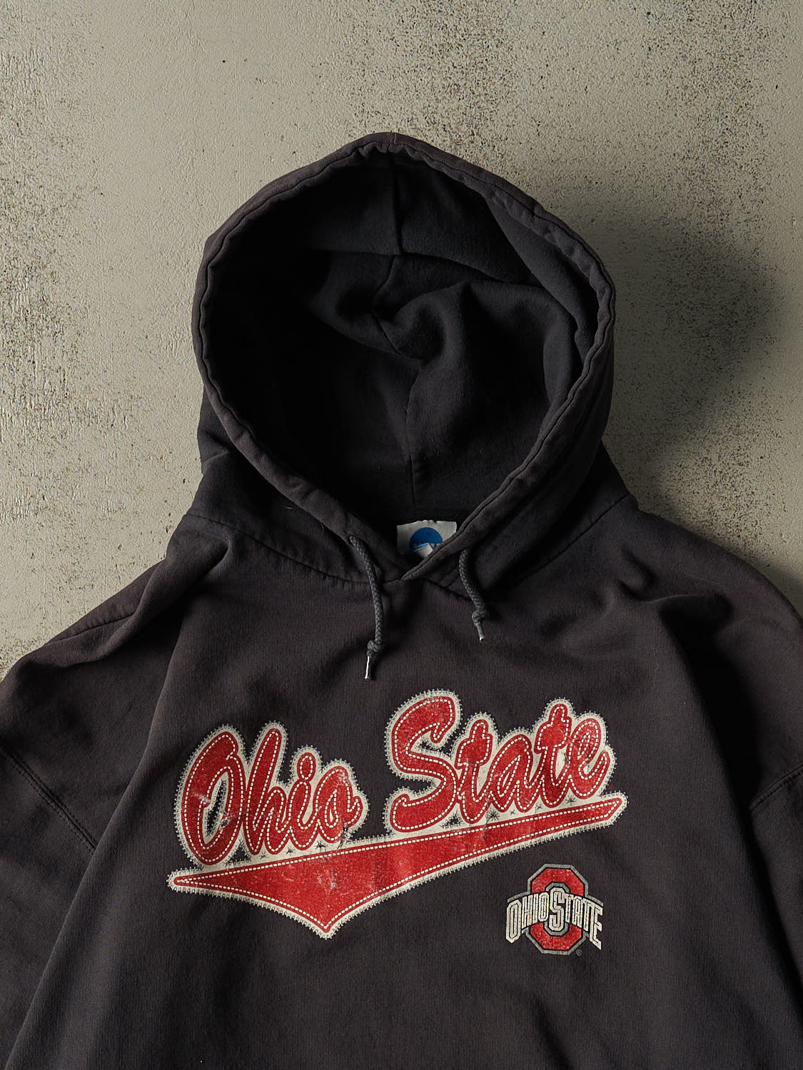 Vintage Y2K Faded Black Ohio State University Hoodie (XXL)