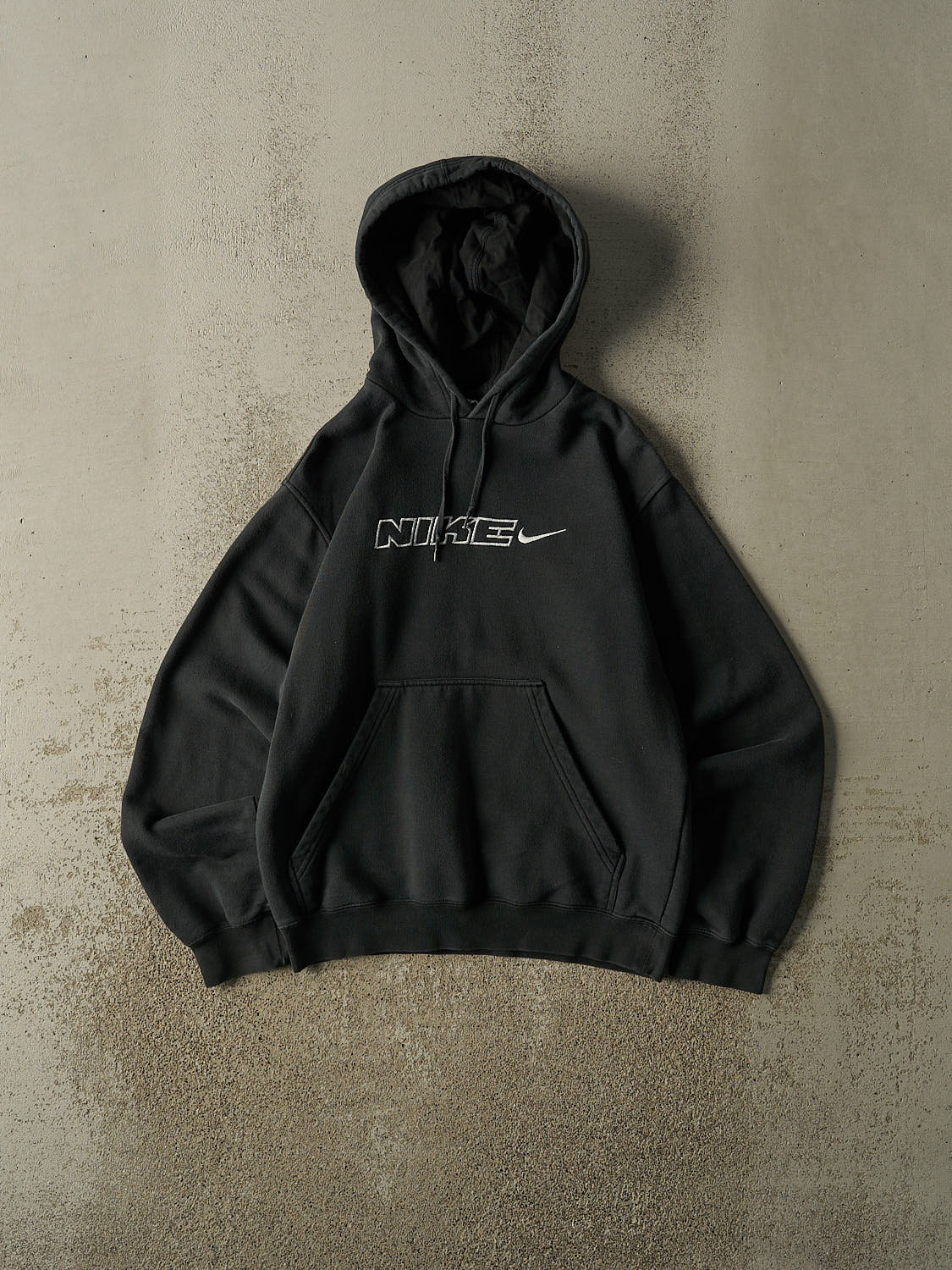 Vintage Y2K Faded Black Nike Embroidered Hoodie (S/M)