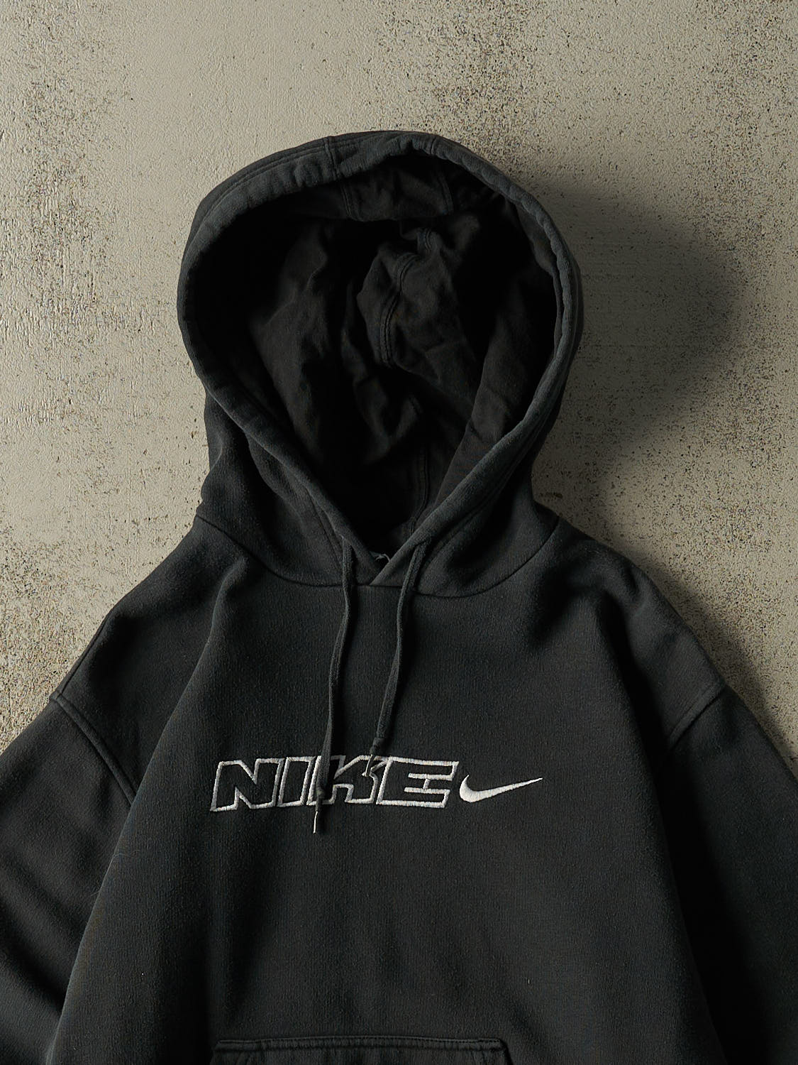 Vintage Y2K Faded Black Nike Embroidered Hoodie (S/M)