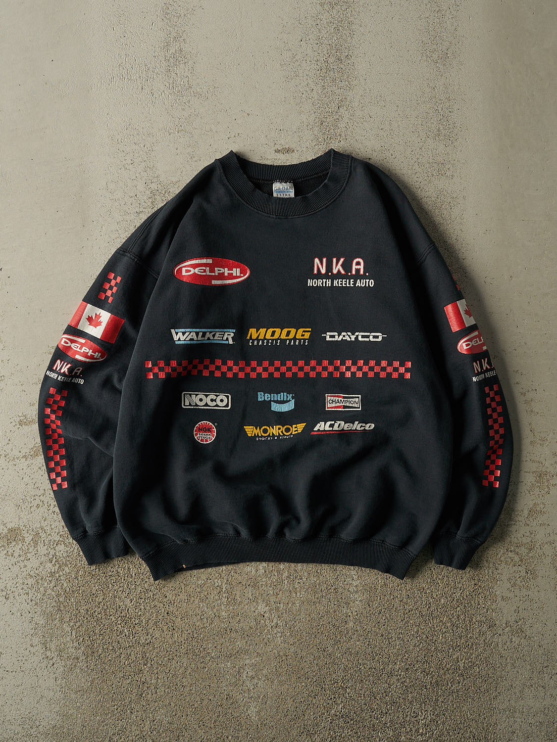 Vintage Y2K Faded Black Delphi Auto Parts Crewneck (L/XL)