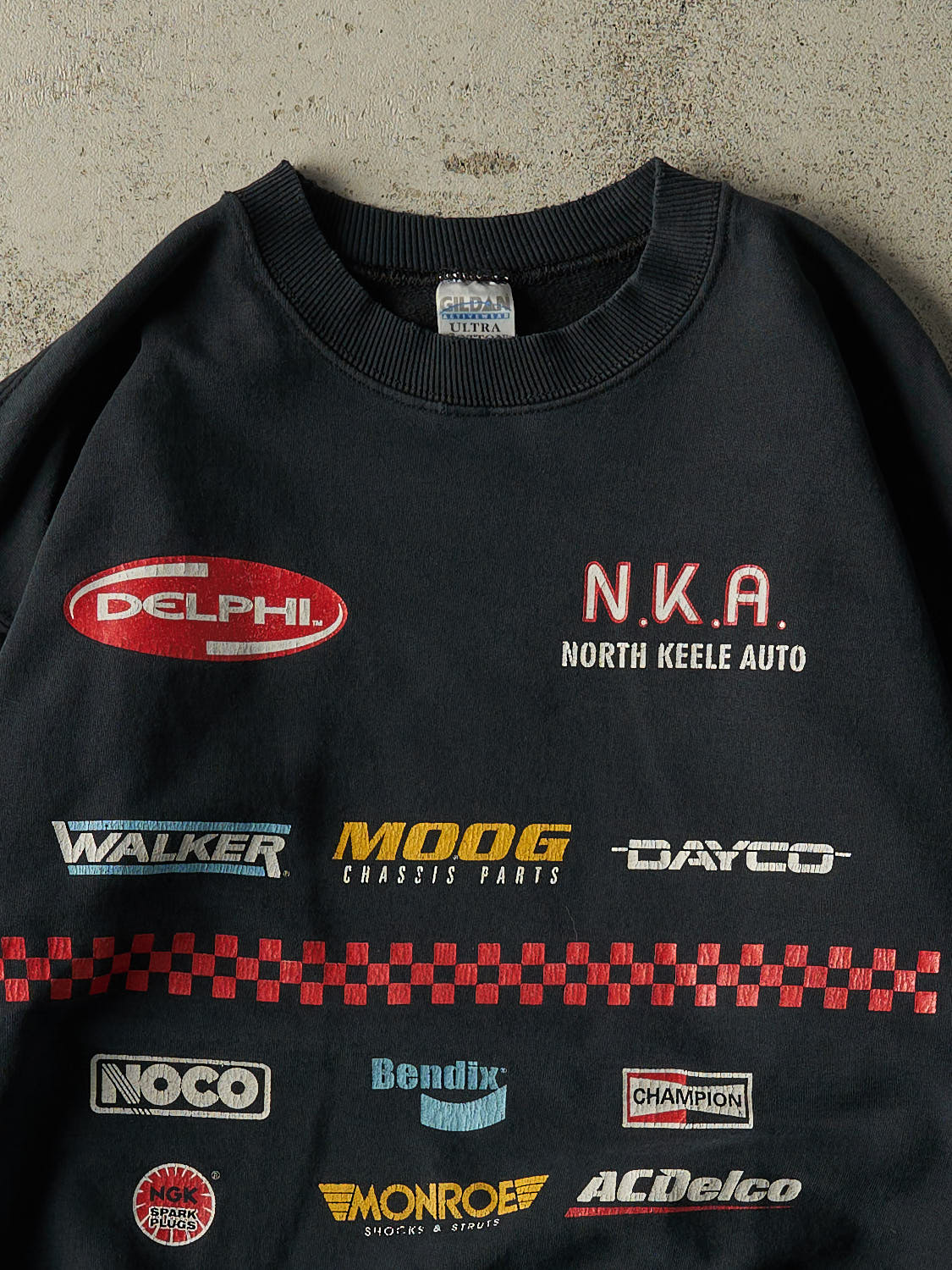 Vintage Y2K Faded Black Delphi Auto Parts Crewneck (L/XL)