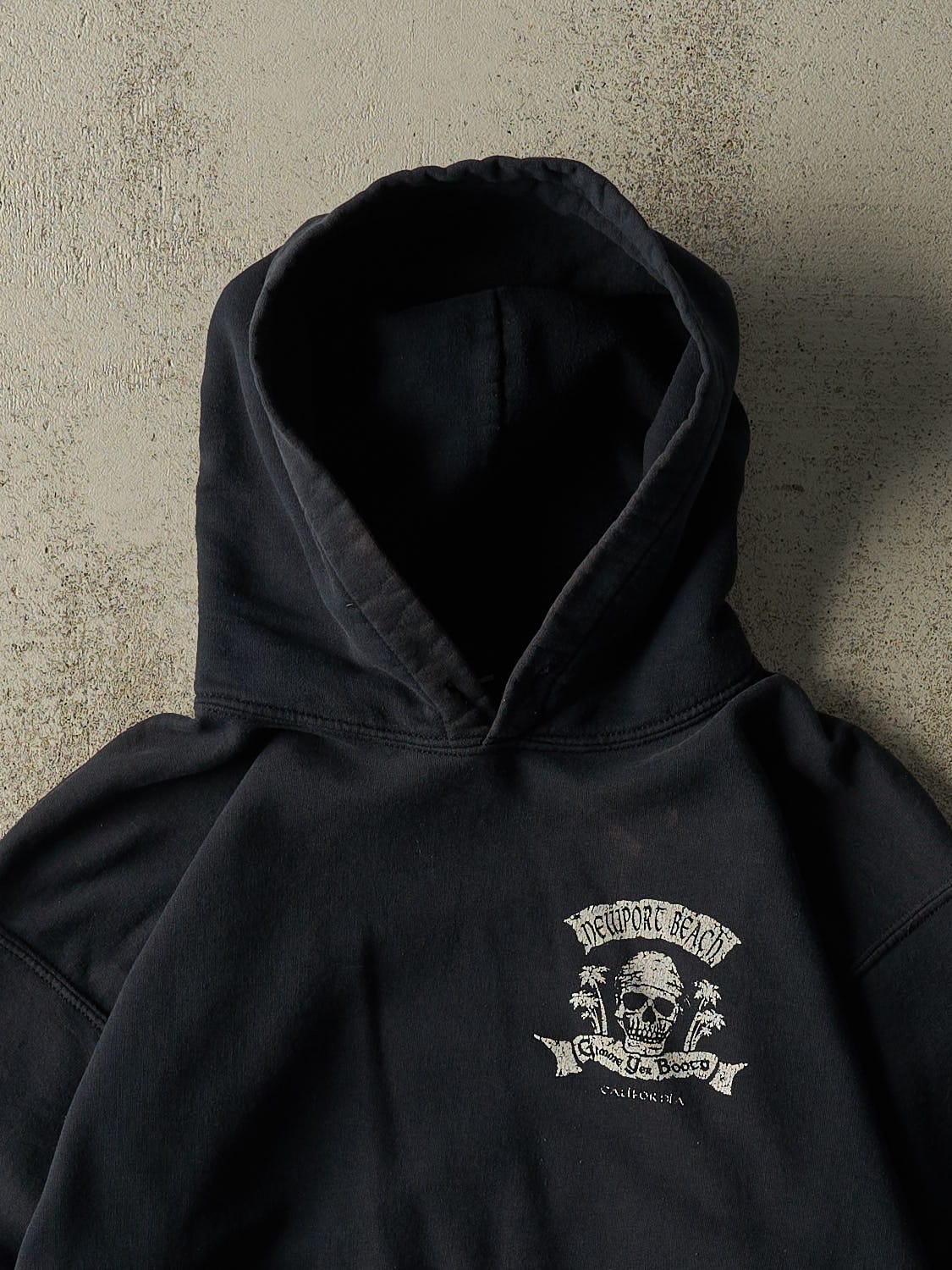 Vintage Y2K Faded Black Newport Beach California Hoodie (S/M)