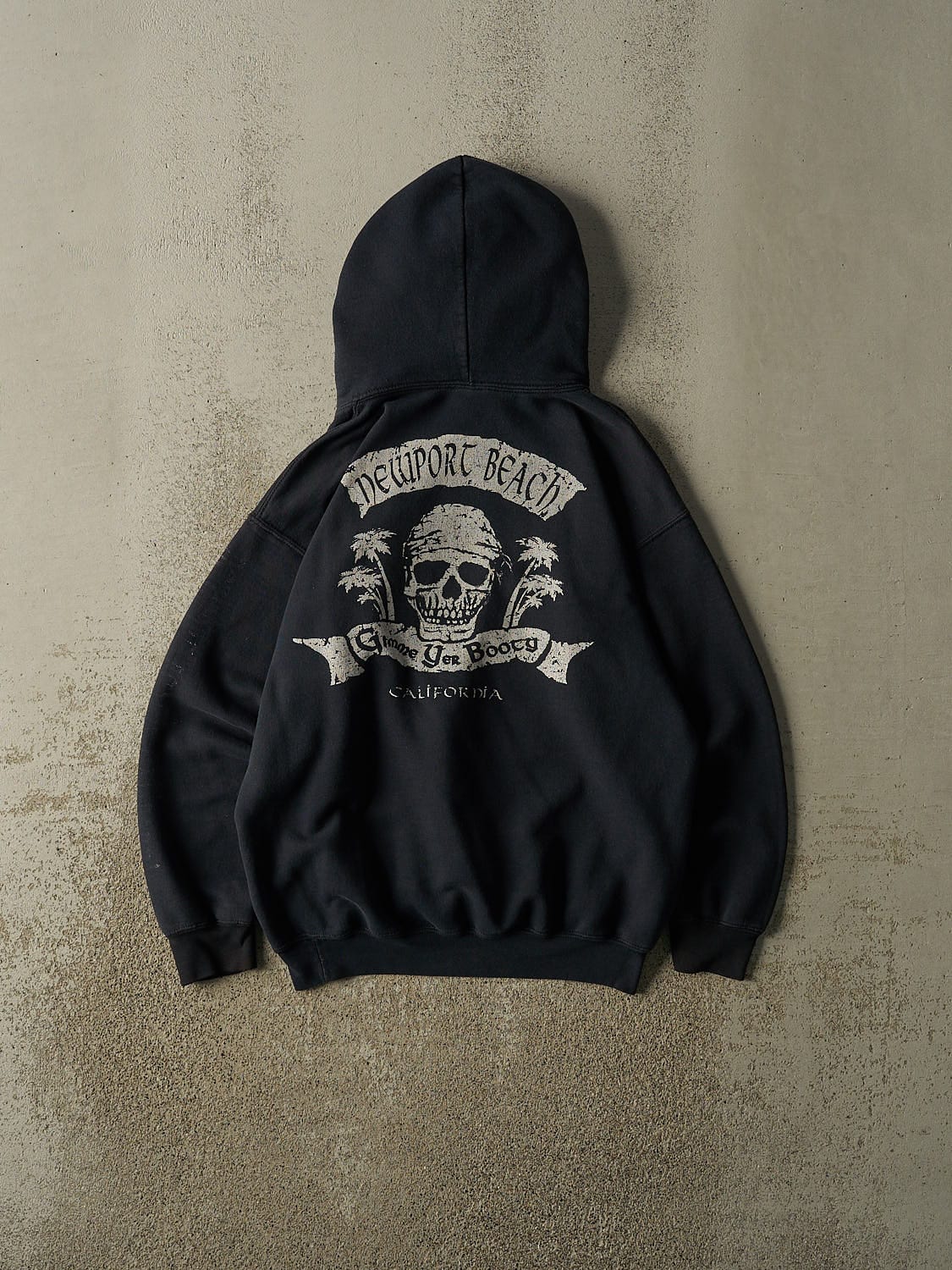 Vintage Y2K Faded Black Newport Beach California Hoodie (S/M)