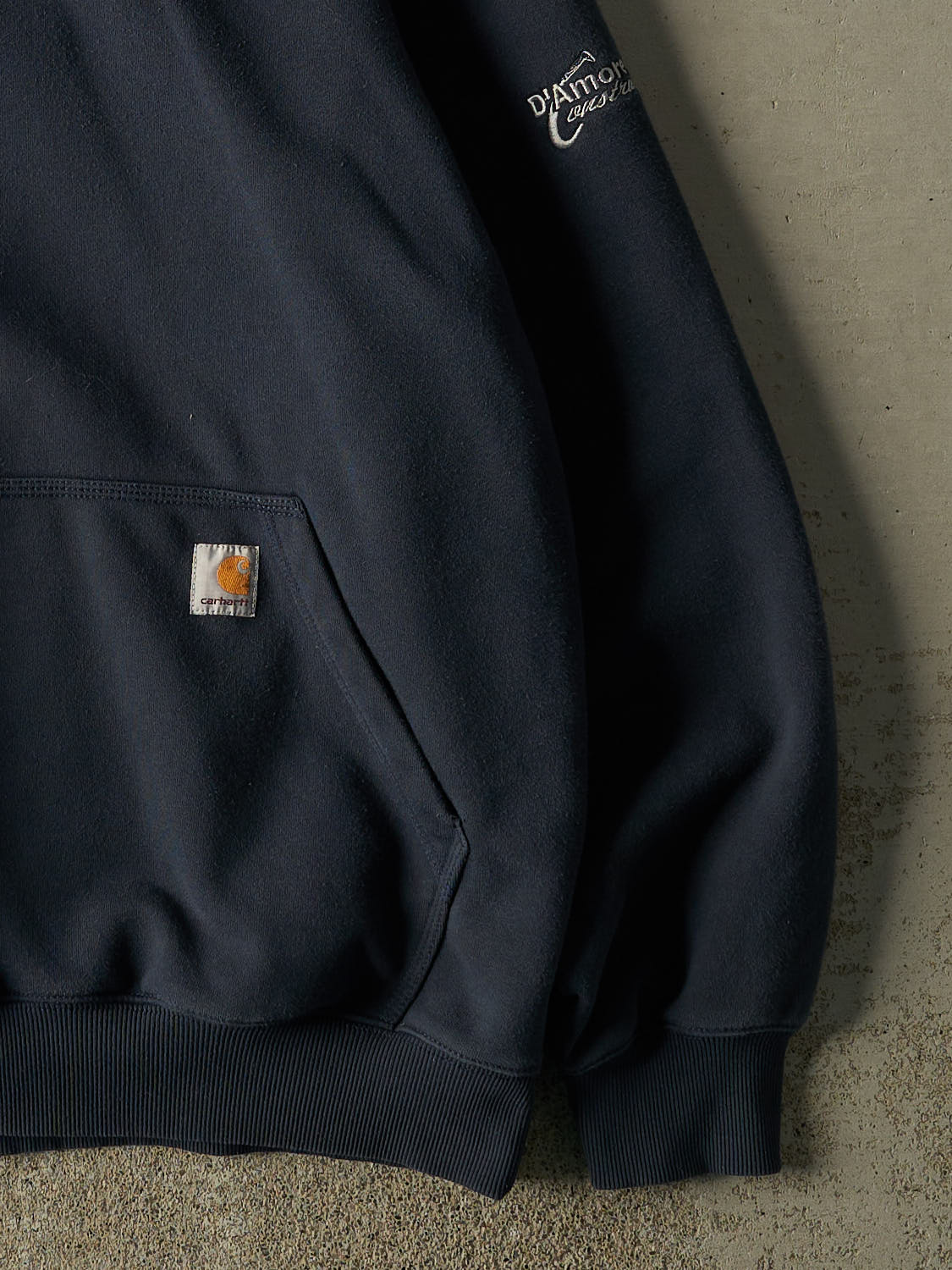 Vintage Y2K Navy Blue Carhartt Embroidered Hoodie (XL/XXL)