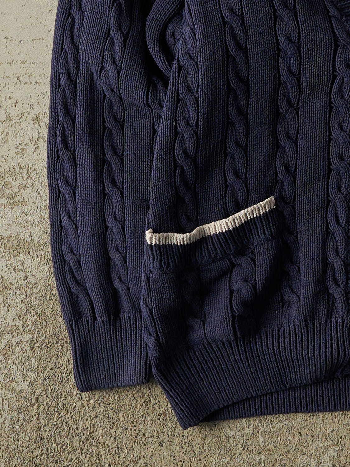 Vintage 90s Navy Blue Pierre Cardin Cable Knit Cardigan (M/L)