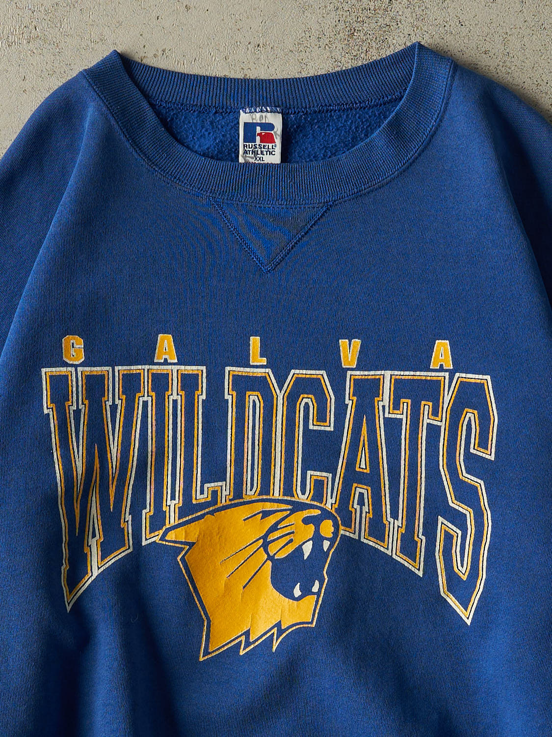 Vintage 90s Blue Russell Athletic Galva Wildcats Crewneck (XL/XXL)