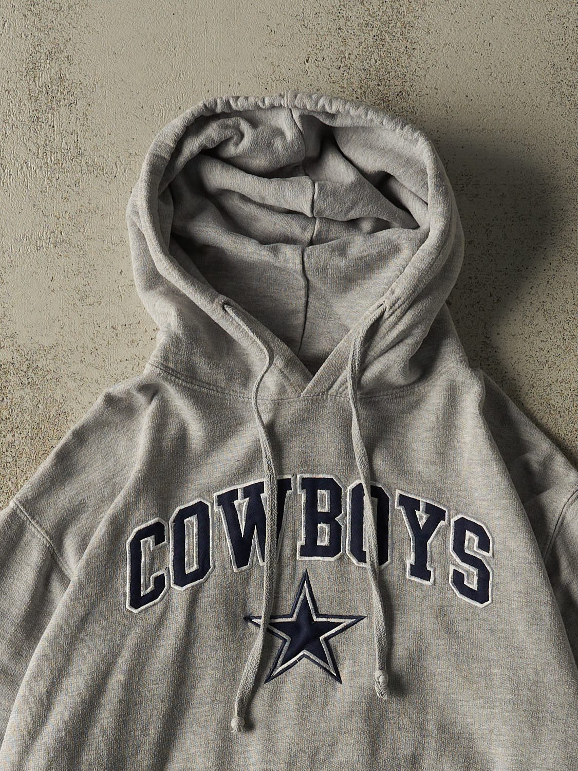 Vintage Y2K Grey Dallas Cowboys Embroidered Hoodie (M)