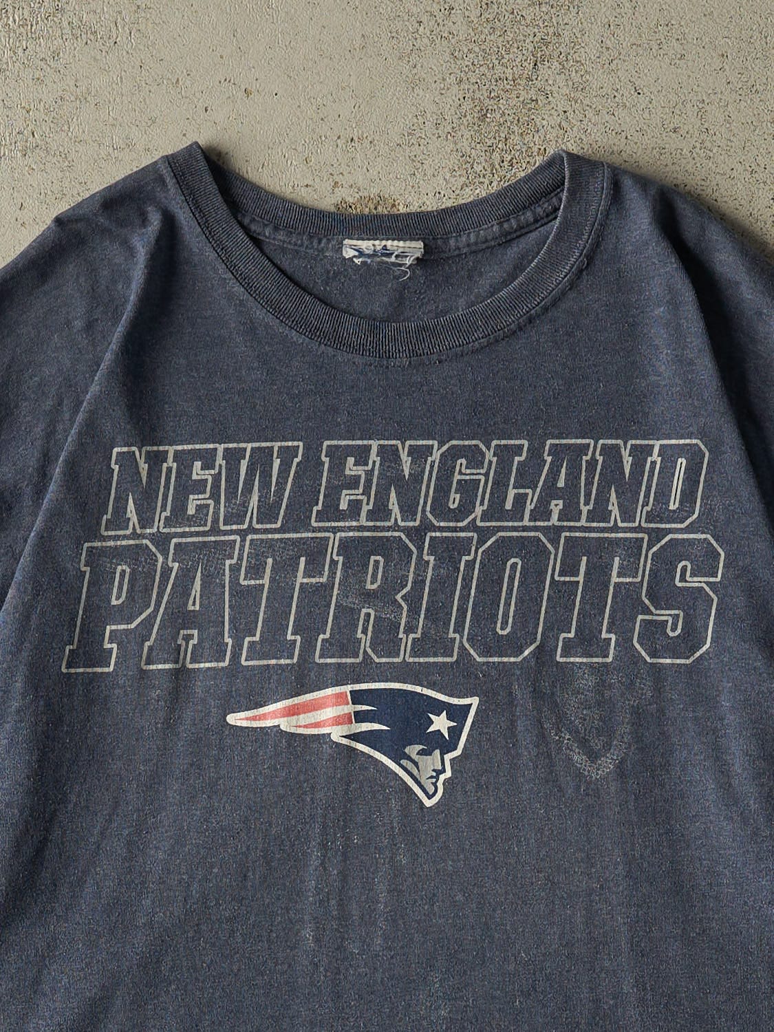 Vintage Y2K Blue New England Patriots Tee (XL)
