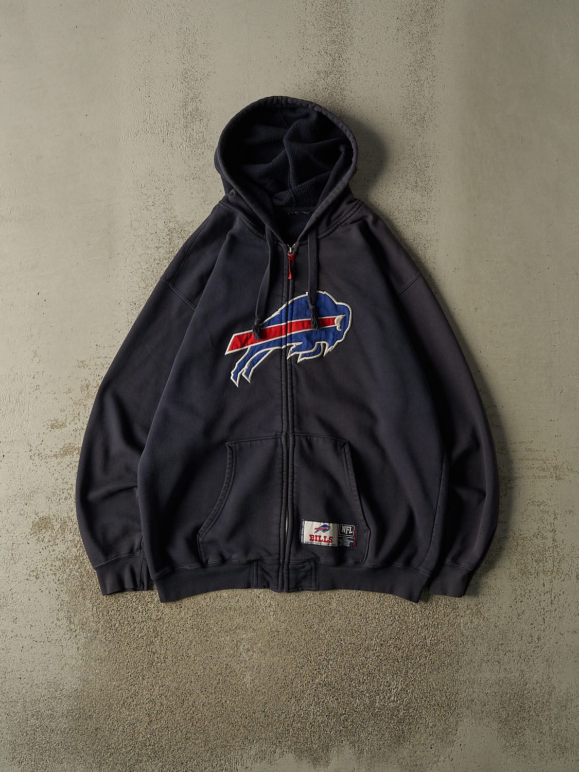 Vintage 90s Navy Blue Buffalo Bills Zip Up Hoodie (XL/XXL)