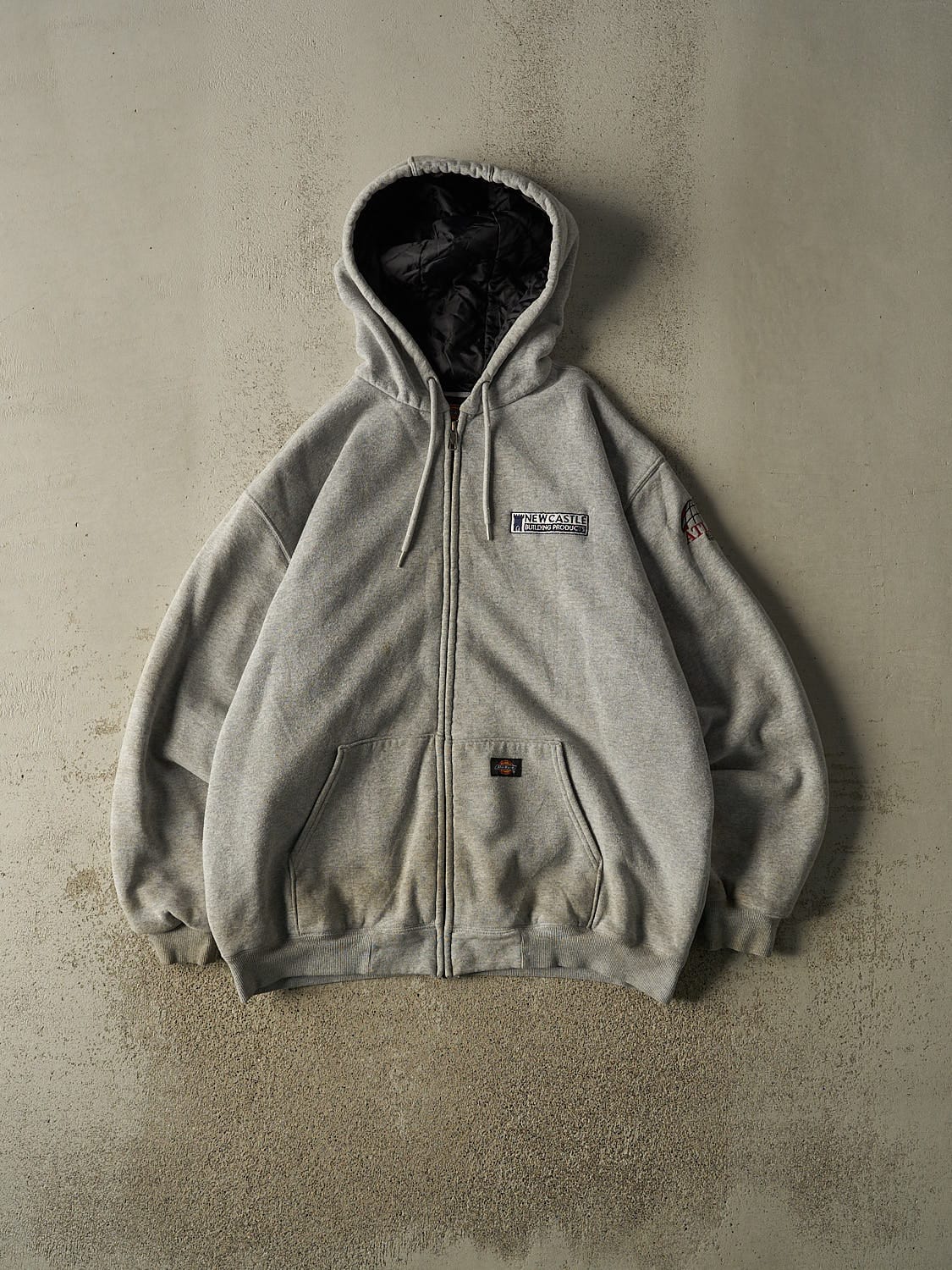 Vintage Y2K Grey Dickies Quilt Lined Heavyweight Zip Up Hoodie (XXL)