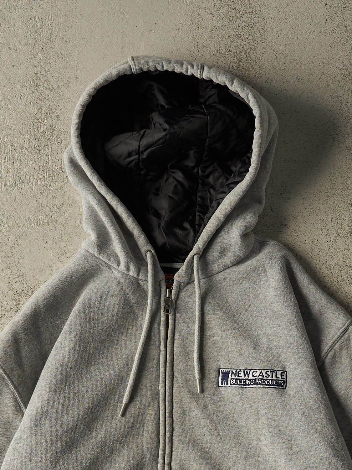 Vintage Y2K Grey Dickies Quilt Lined Heavyweight Zip Up Hoodie (XXL)
