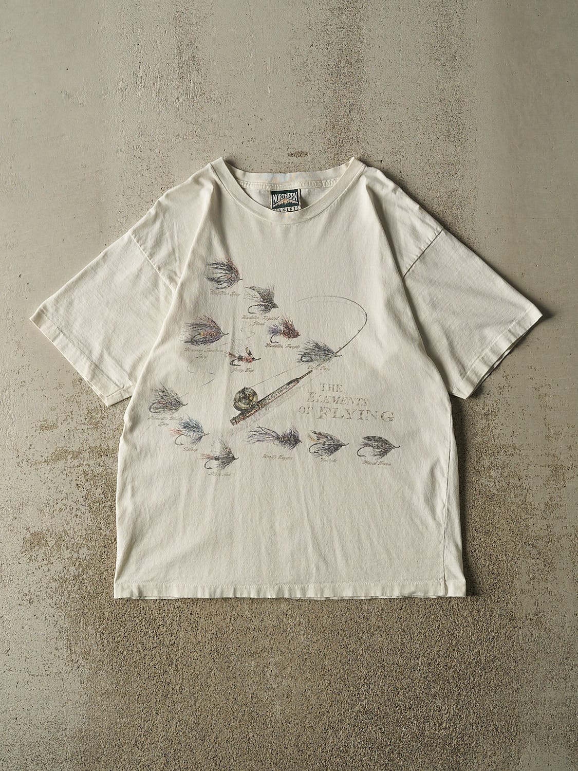 Vintage 90s White Fly Fishing Single Stitch Tee (L)