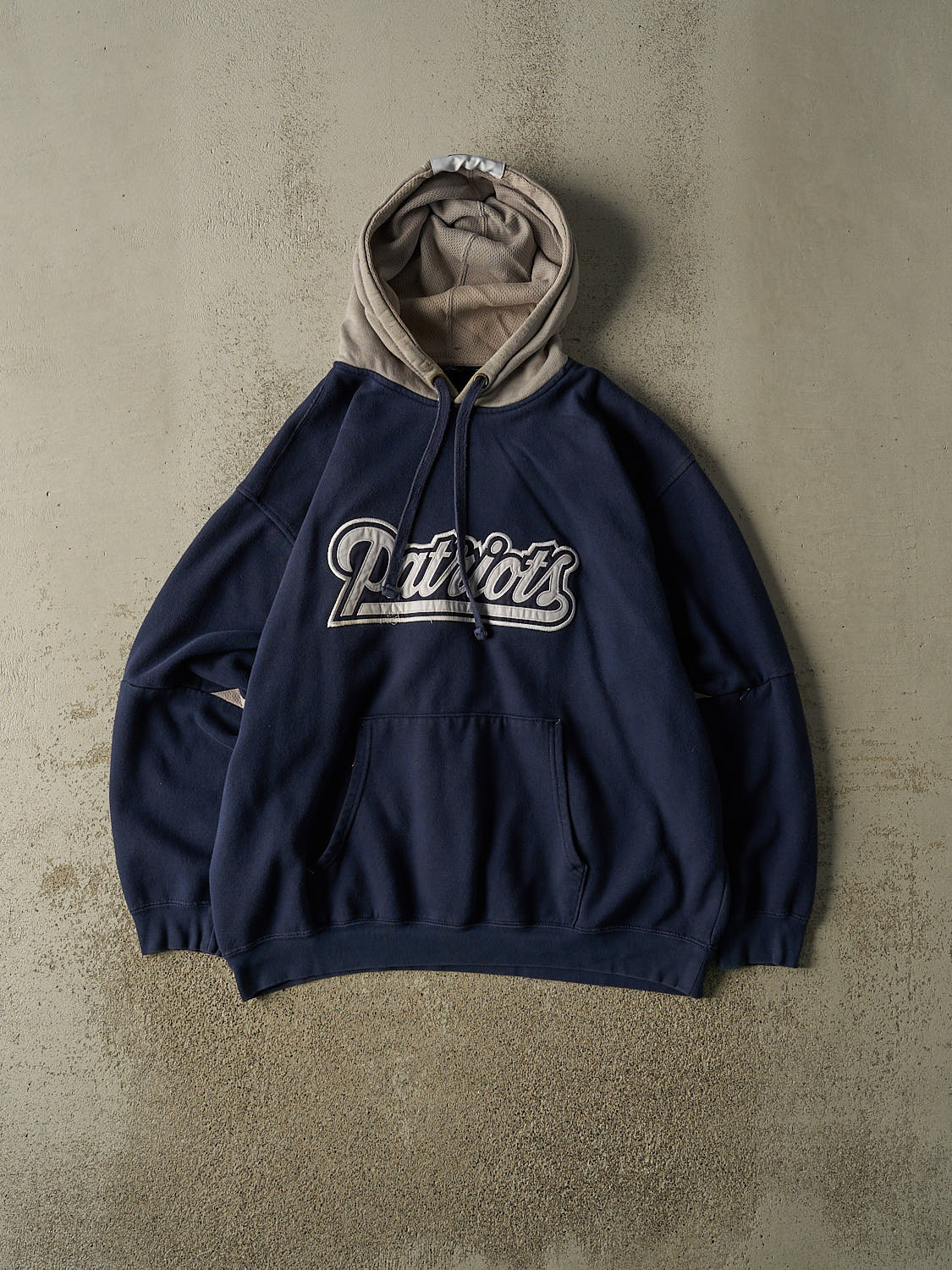 Vintage Y2K Navy Blue New England Patriots Embroidered Hoodie (XL)