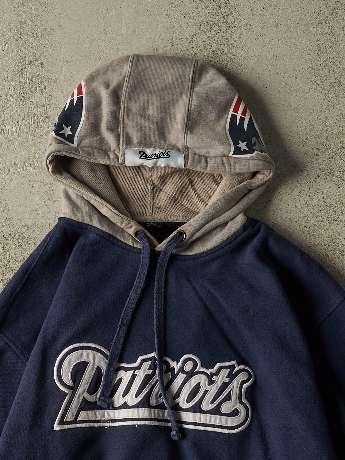 Vintage Y2K Navy Blue New England Patriots Embroidered Hoodie (XL)