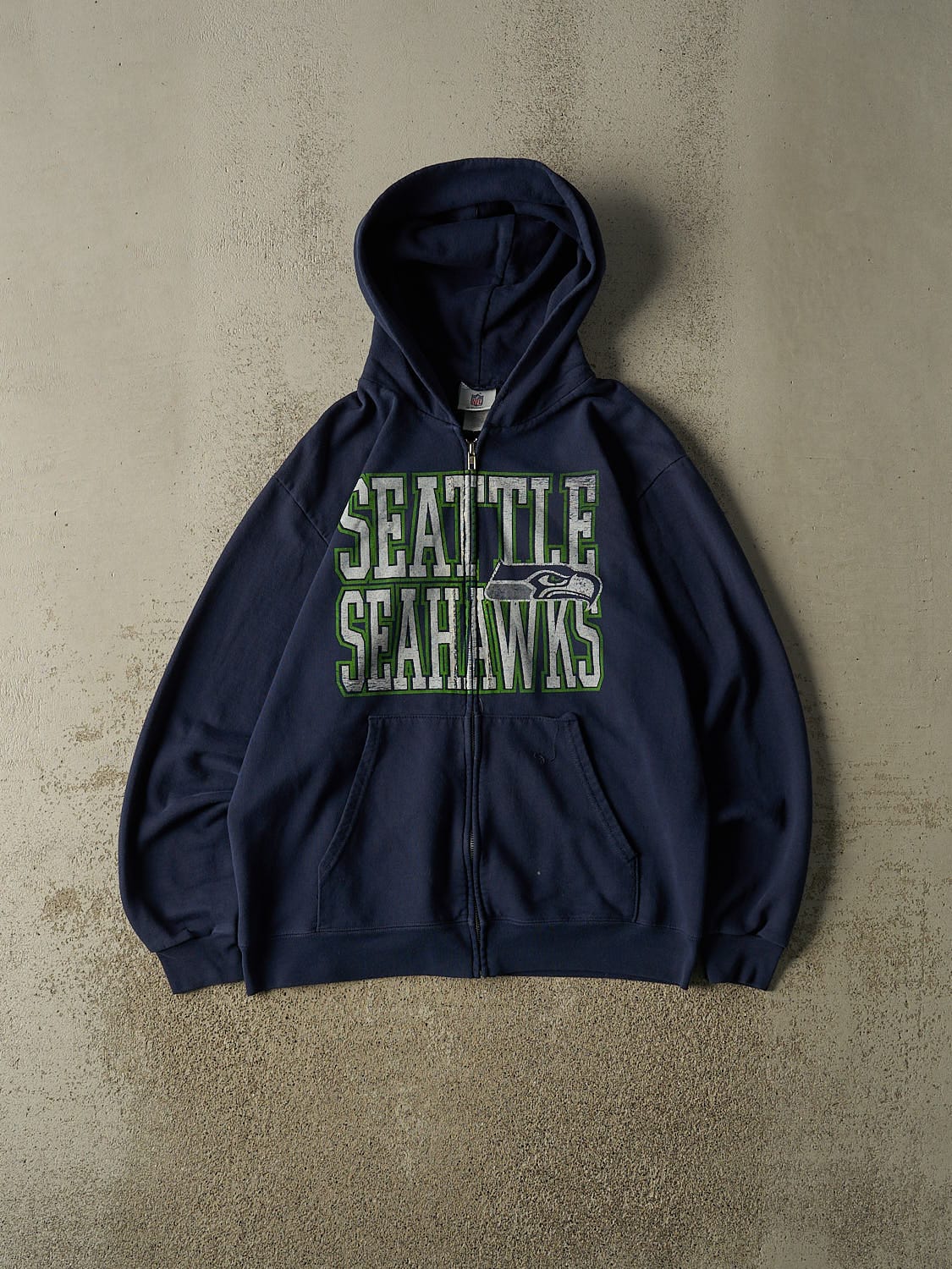 Vintage Y2K Navy Blue Seattle Seahawks Zip Up Hoodie (M/L)