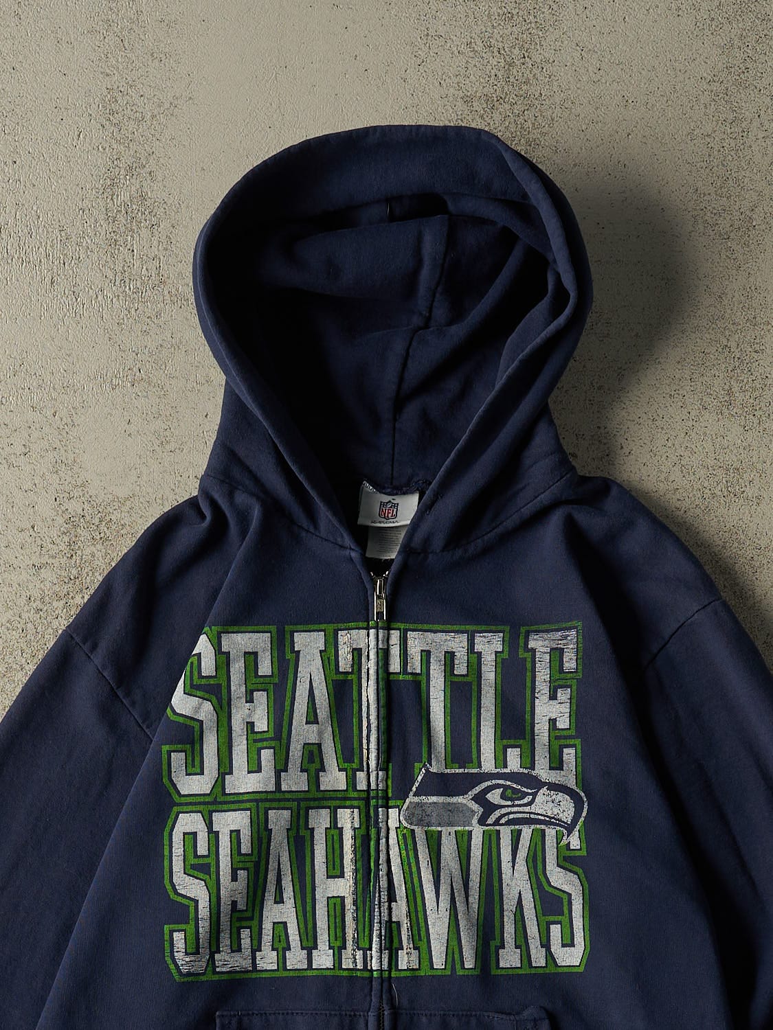 Vintage Y2K Navy Blue Seattle Seahawks Zip Up Hoodie (M/L)