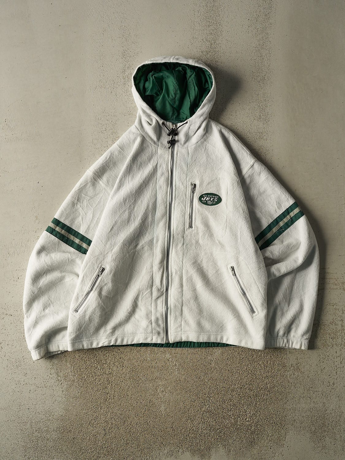 Vintage 90s White New York Jets Fleece Jacket (XL/XXL)