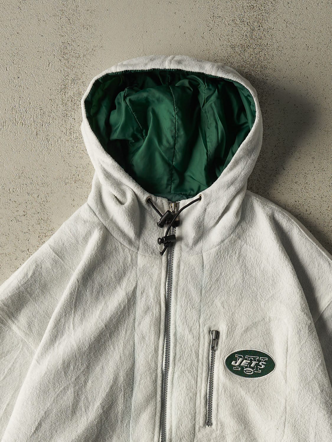 Vintage 90s White New York Jets Fleece Jacket (XL/XXL)