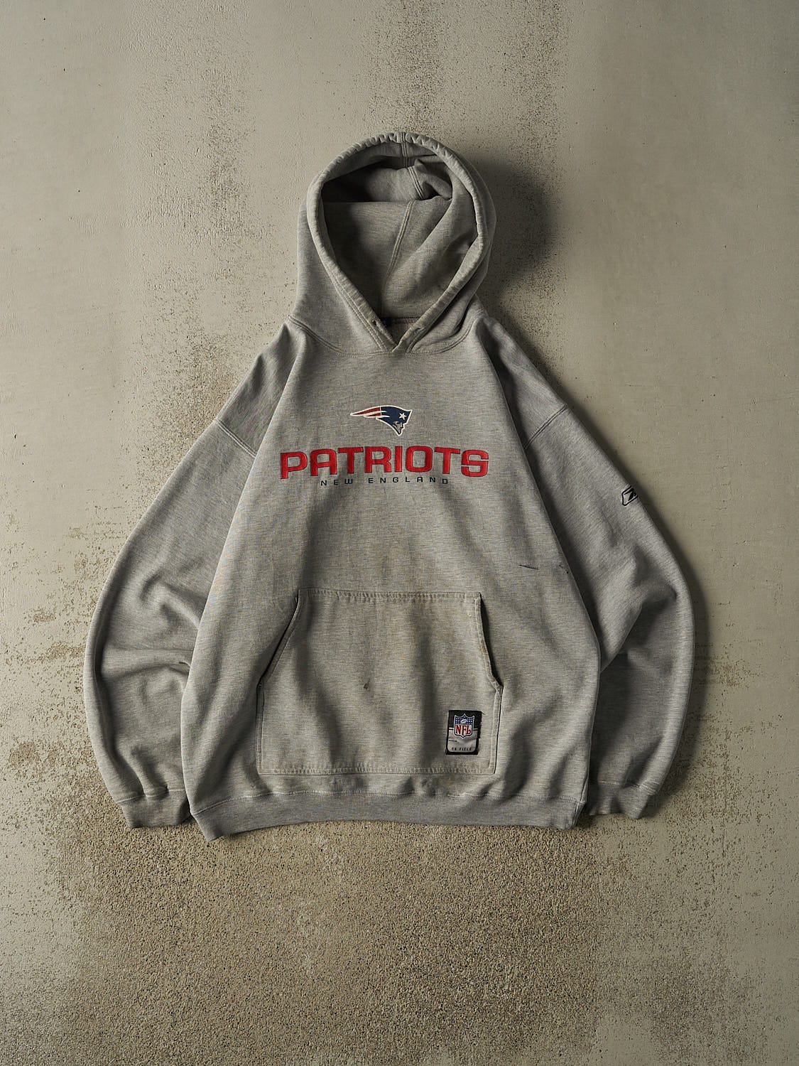 Vintage 90s Grey New England Patriots Hoodie (L/XL)