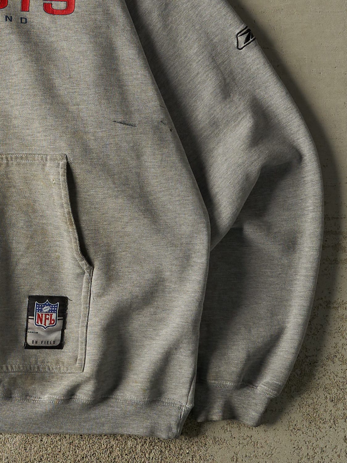 Vintage 90s Grey New England Patriots Hoodie (L/XL)