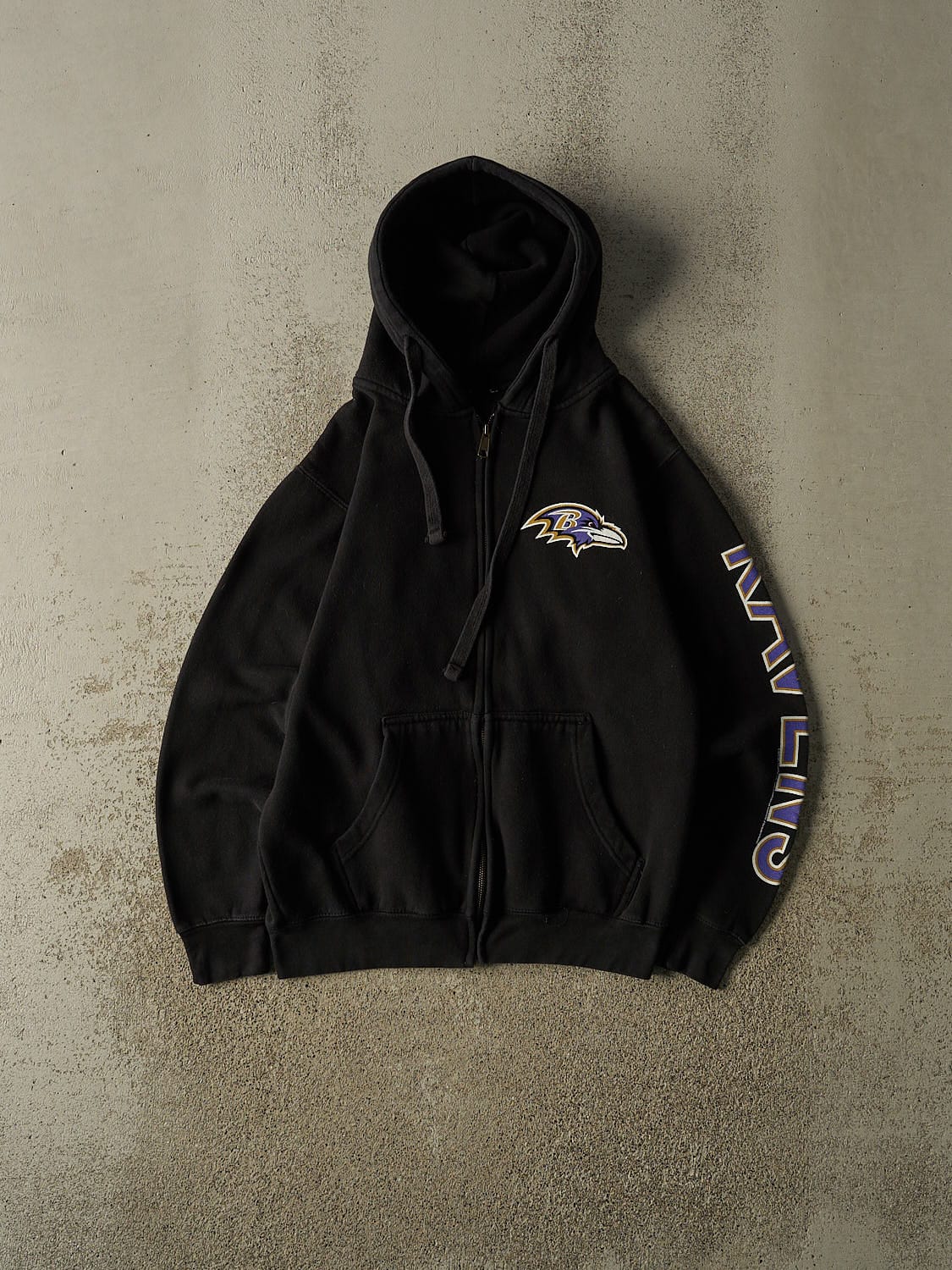 Vintage Y2K Black Baltimore Ravens Zip Up Hoodie (S)