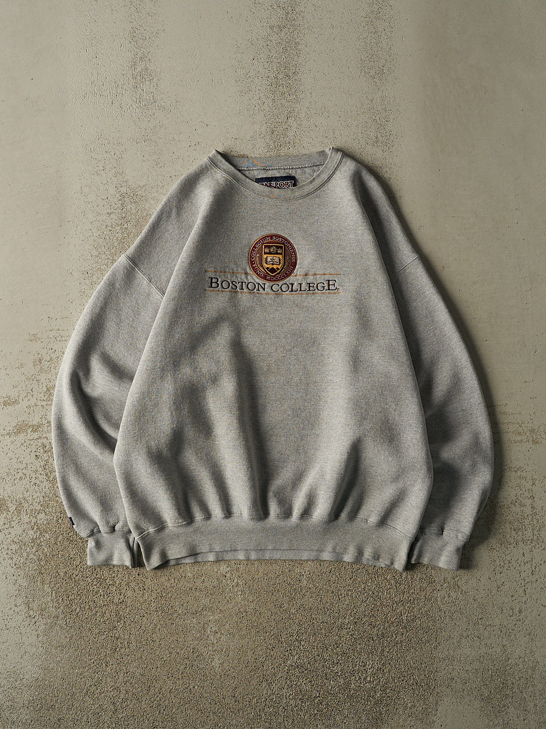 Vintage 90s Grey Boston College Embroidered Crewneck (XL)