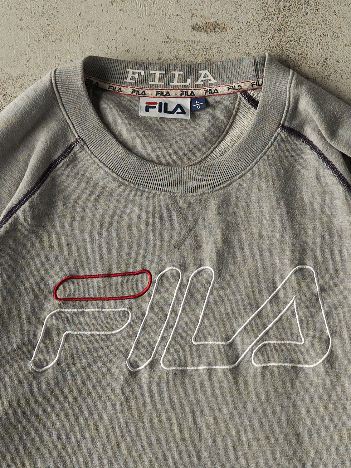 Vintage Y2K Grey Fila Embroidered Crewneck (M)