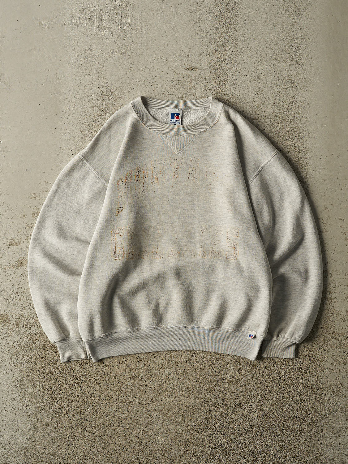 Vintage 90s Heather Grey Russell Athletic University of Montana Grizzlies Crewneck (XS)